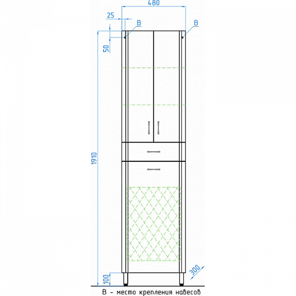 Шкаф-колонна Style Line Эко стандарт 48х191, с корзиной