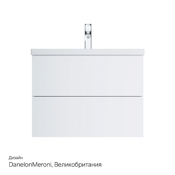 M90FHX07522WG GEM, База под раковину, подвесная, 75 см, 2 ящика push-to-open, цвет: белый, глянец