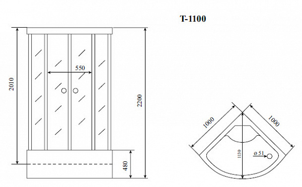 Timo Comfort T-8800 P Fabric Glass душевая кабина (100*100*220)