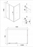 Душ.ограждение NG-62-12A-A70 (120*70*190)прямоугольник, дверь раздвижная, 2 места