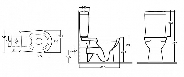 Унитаз-компакт АЛЬБАНО, б/о, г/в, 1-реж, сид. ПП (КЕРАМИН)