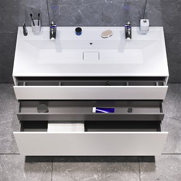 M50AFHX1203WM Inspire V2.0, База под раковину, подвесная, 120 см, 3 ящика, push-to-open, белый матов