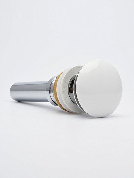 AQM7002-1W Донный клапан AQUAme с переливом, керамическая накладка, цвет белый
