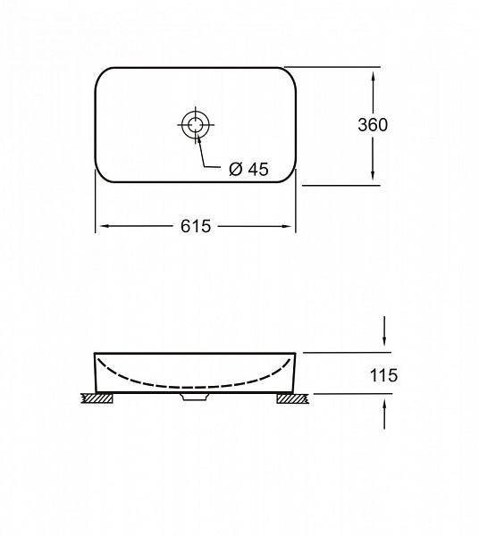 Накладная раковина  Fluenta Round Washbasin в комплекте с донным клапаном Pestan