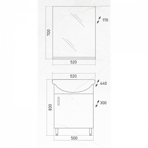 Комплект мебели для ванной Grossman Eco Line "ЭКО-52" 3 в 1 105205
