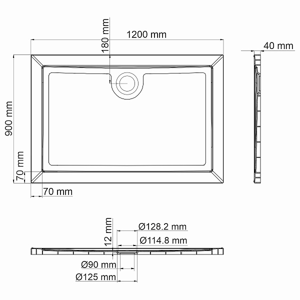 Душевой поддон Wasserkraft Salm 120 х 90 х 4 см 27T07