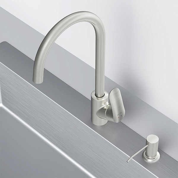 F8007T11 Like, набор 3в1: смеситель для кухни с каналом для питьевой воды, фильтр, диспенсер, сатин,