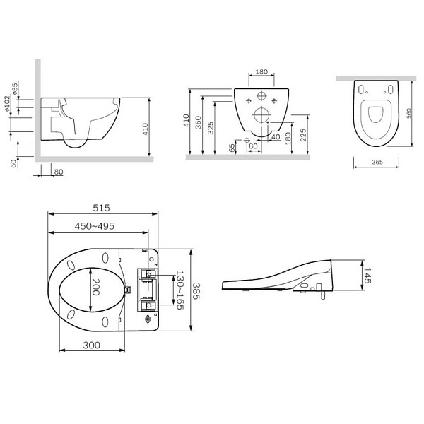 C111739SC Awe подвесной унитаз с электронной крышкой биде Clean Care