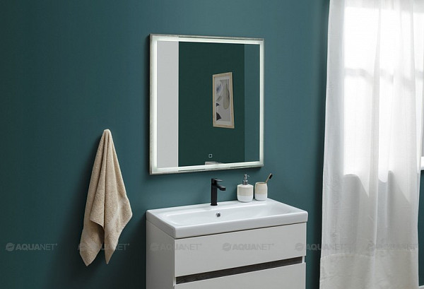 Мебель для ванной Aquanet Беркли 80 белый/дуб рошелье (зеркало белое) 00258909