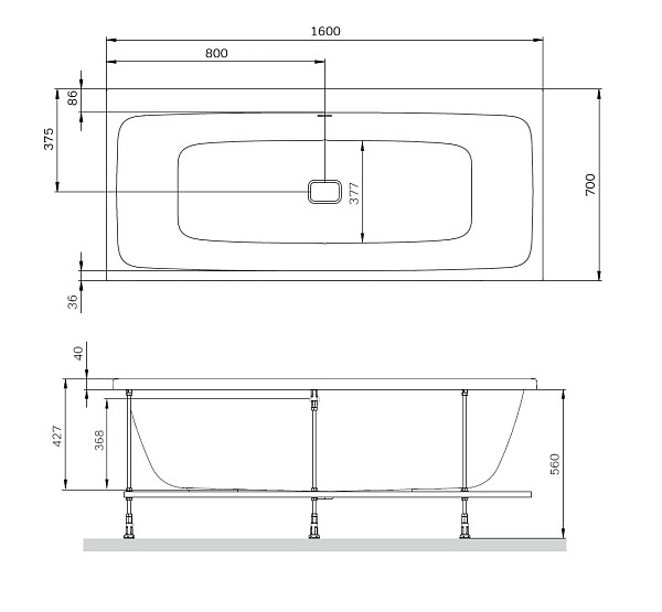 W84A-160-070W-A Func Ванна акриловая 160х70