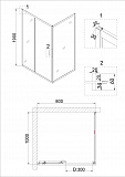 Душ.ограждение NG-62-8A-A100 (80*100*190) прямоугольник, дверь раздвижная, 2 места