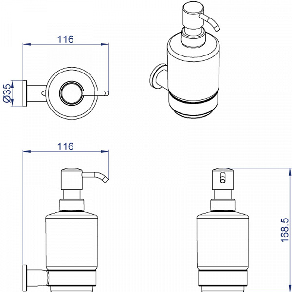 Дозатор жидкого мыла AZARIO FORNY керамический, хром (AZ-88312)