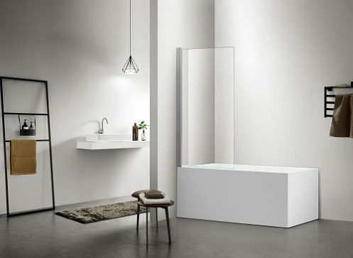 AQ NAP 6211-80 Шторка на ванну Aquatek, неподвижная, с держателем 800X1500 профиль хром . стекло прозрачное