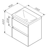 M85AFHX0552BM X-Joy, База под раковину, подвесная, 55 см, 2 ящика, черный матовый