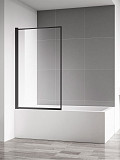 Шторка  на ванну AQUAme 800*1400мм., стекло 6мм, цвет профиля матовый черный. Декоративная линия по периметру.