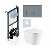 Комплект KOLLER POOL для монтажа  подвесного унитаза: Инсталляция Alcora ST 1200 с клавишей INTEGRO Matt Chrome, Унитаз ORION Rimless, сиденье дюропласт: SoftClose, Take Off, антибактериальное покрытие, система «Антивсплеск»