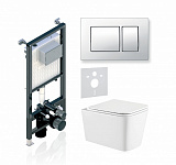 Комплект KOLLER POOL для монтажа  подвесного унитаза: Инсталляция Alcora ST 1200 с клавишей KVADRO  White, Унитаз KVADRO Rimless, сиденье дюропласт: SoftClose, Take Off, антибактериальное покрытие, система «Антивсплеск»