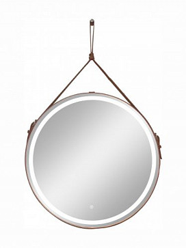 Зеркало Континент "Millenium Brown Led" D 500 на ремне из натуральной кожи коричневого цвета