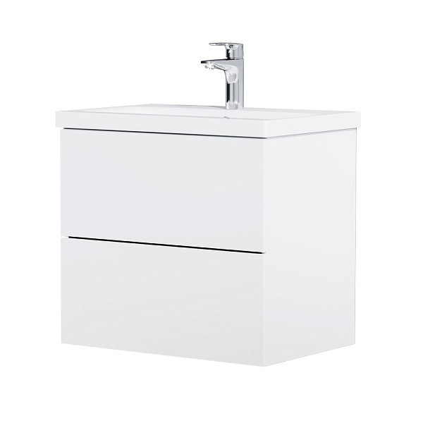 M90FHX06022WG GEM, База под раковину, подвесная, 60 см, 2 ящика push-to-open, цвет: белый, глянец