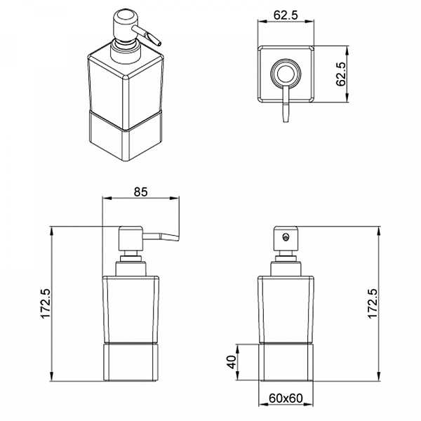 Дозатор жидкого мыла AZARIO RINA стеклянный настольный, хром (AZ-130C)