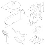 FB85A1RH20 X-Joy, набор: см-ль д/в/душа, верхний душ 220 мм, держатель д/верхн.душа, душ.набор (ручн