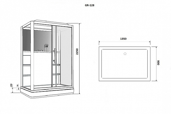 Душевая кабина GROSSMAN GR128L (90x135x225)