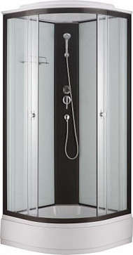 Душ.каб. NG-6703-14 (800х800х2150) низкий поддон(26см) стекло ПРОЗРАЧНОЕ черные профиля 4 места