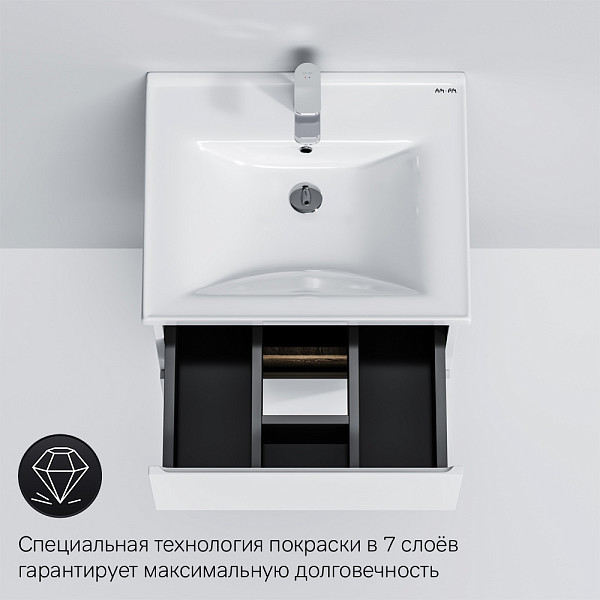 M85AFHX0552WG X-Joy, База под раковину, подвесная, 55 см, 2 ящика, белый глянец