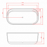 Ванна акриловая Azario WINCHESTER 1700X850X600, в комплекте с сифоном и металлической рамой