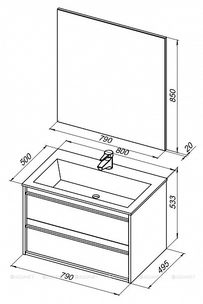 Мебель для ванной Aquanet Lino 80 белый матовый 00271955