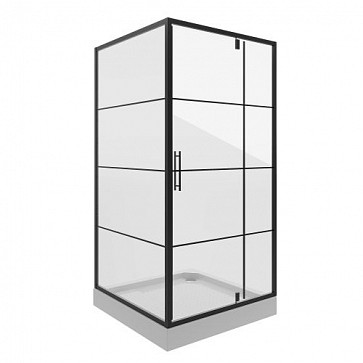 Душ. ограждение Niagara NG-0280-08 BLACK (800х800х1900) квадрат, дверь распашная, 1 место