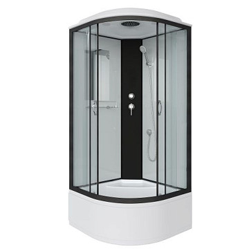 Душ.каб. NG-6708-14 (900х900х2150) высокий поддон(40см) стекло ПРОЗРАЧНОЕ черные профиля 4 места