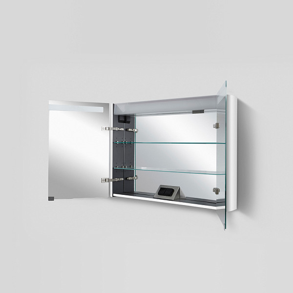 M30MCX1001WG Sensation, зеркало, зеркальный шкаф, 100 см, с подсветкой, белый, глянец, шт
