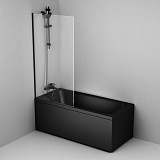 W90BS-080-140BT Gem шторка на борт ванны 80х140, фиксированная, черный, стекло прозрачное