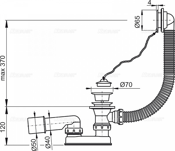 Сифон для ванны AlcaPlast A502-120