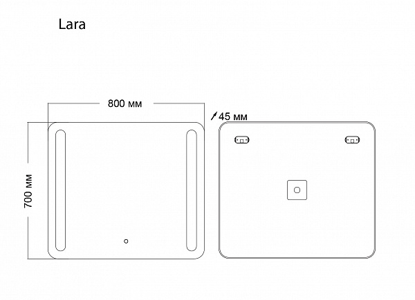 Зеркало LARA (800*700*45) LED с сенсорным выключателем и гравировкой
