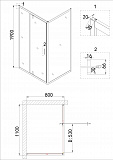 Душ.ограждение NG-83-11AB-A80B (110*80*190) прямоугольник, дверь распашная, 2 места