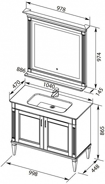 Комплект мебели для ванной Aquanet Селена 105 белый/серебро (2 дверцы) 00233125