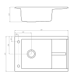 Мойка для кухни Aquaton Делия 78 прямоугольная с крылом графит 1A715132DE210