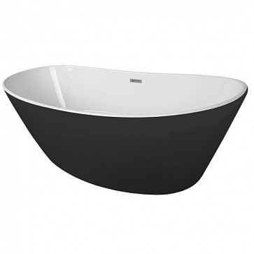 Ванна акриловая Azario EASTON 1800x820x600 мм., белая с черными внешними стенками, свободностоящая, в комплекте с сифоном и металлической рамой