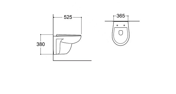 AQ1170-00 КАИР Унитаз подвесной безободковый 525*365*380мм, тонкое сиденье с механизмом плавного закрывания, крепеж