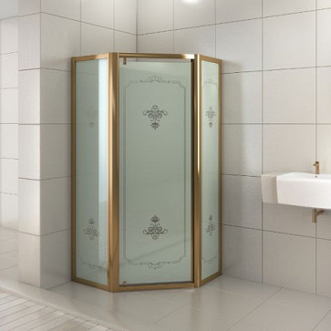 Calypso 90*90  МАТОВОЕ СТЕКЛО (1 подв. + 2 неподв.) БРОНЗА