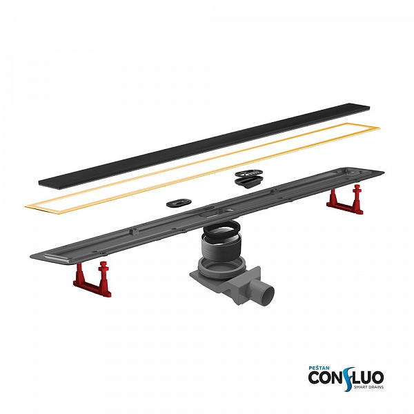 Душевой лоток Pestan Confluo Premium Line 650 Black Glass Gold