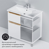 M85AFSX0802WG X-Joy, База под раковину, напольная, 80 см, 2 ящика, белый глянец