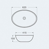 Раковина Azario 625х415х150 накладная, белая (AZ-3077 )