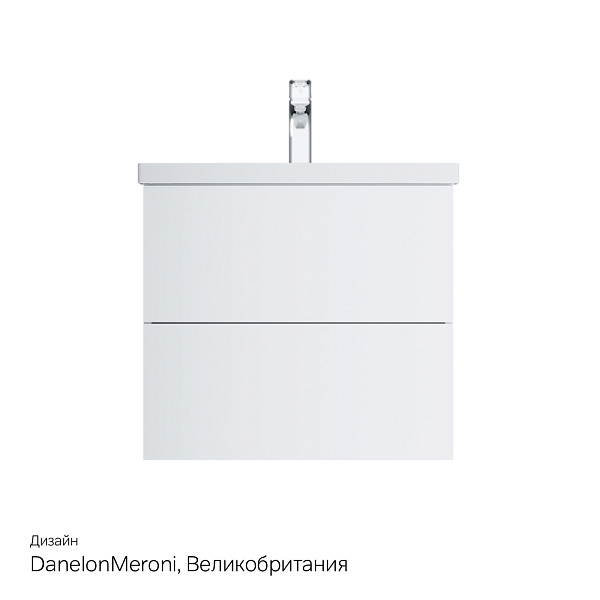 M90FHX06022WG GEM, База под раковину, подвесная, 60 см, 2 ящика push-to-open, цвет: белый, глянец