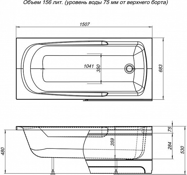 Фронтальная панель для ванны Aquanet Extra 150 00208674