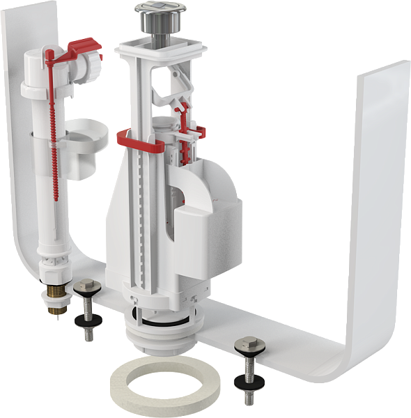 Арматура для бачка сливная/наливная 1/2" нижнее подключение кнопка хром 2/реж Alca Plast SA08ASK 1/2" CHROM
