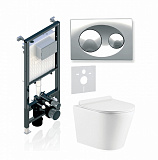 Комплект KOLLER POOL для монтажа  подвесного унитаза: Инсталляция Alcora ST 1200 с клавишей GRACE Chrome, Унитаз ORION Rimless, сиденье дюропласт: SoftClose, Take Off, антибактериальное покрытие, система «Антивсплеск»