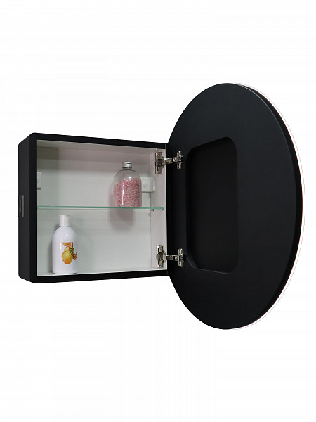Зеркало-шкаф Континент "Torneo Black LED" d 700 с подсветкой